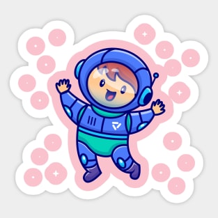 Cute Boy Wearing Astronautsuit Cartoon Sticker